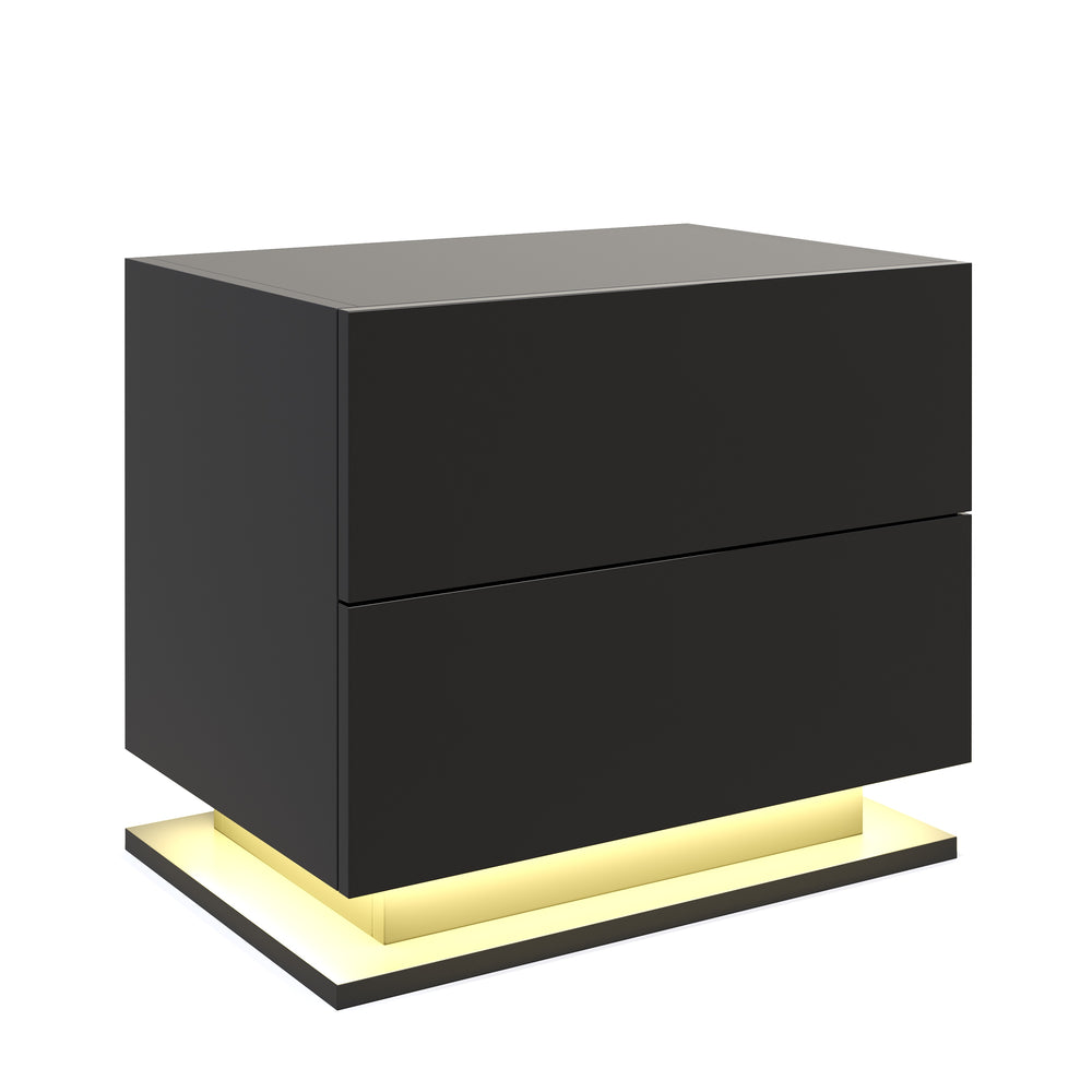 Comodino LED MINO con 2 cassetti, nero