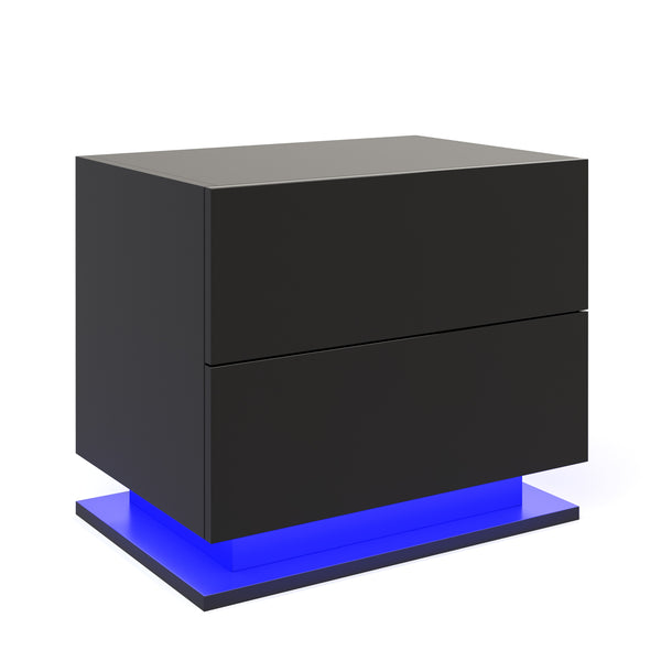 Nachttisch LED MINO mit 2 Schubladen schwarz