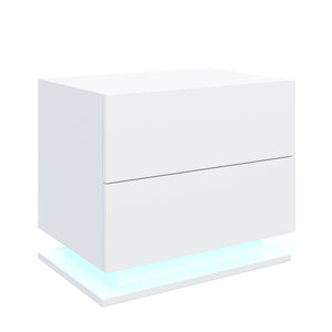 Nachttisch LED MINO mit 2 Schubladen weiss