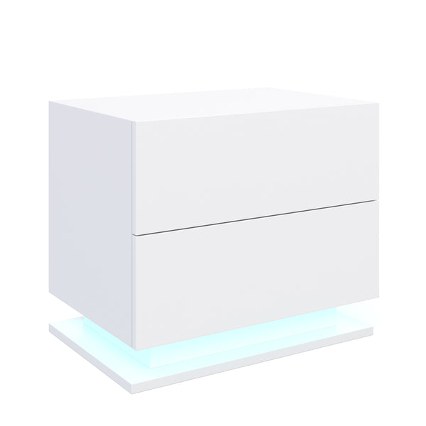 Nachttisch LED MINO mit 2 Schubladen weiss