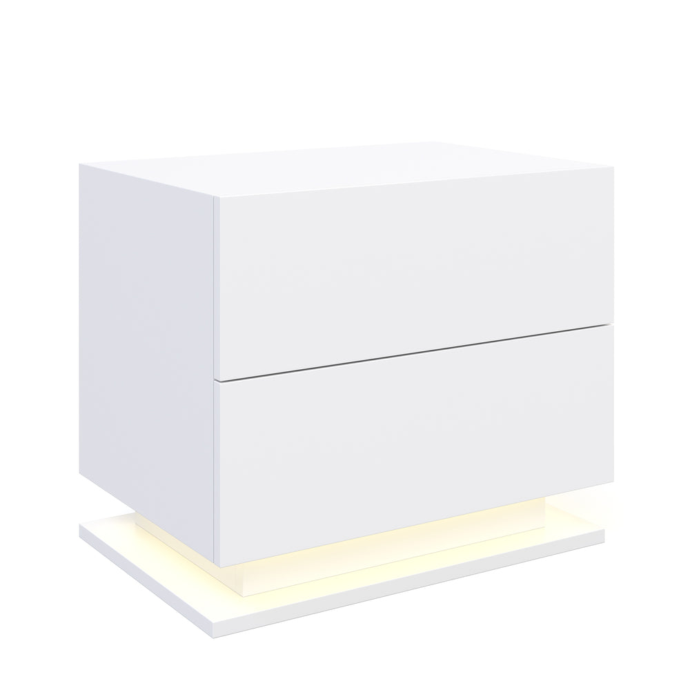 Comodino LED MINO con 2 cassetti, bianco