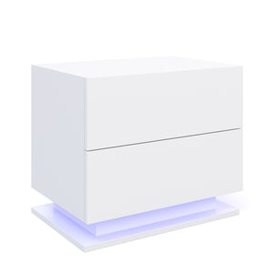 Nachttisch LED MINO mit 2 Schubladen weiss