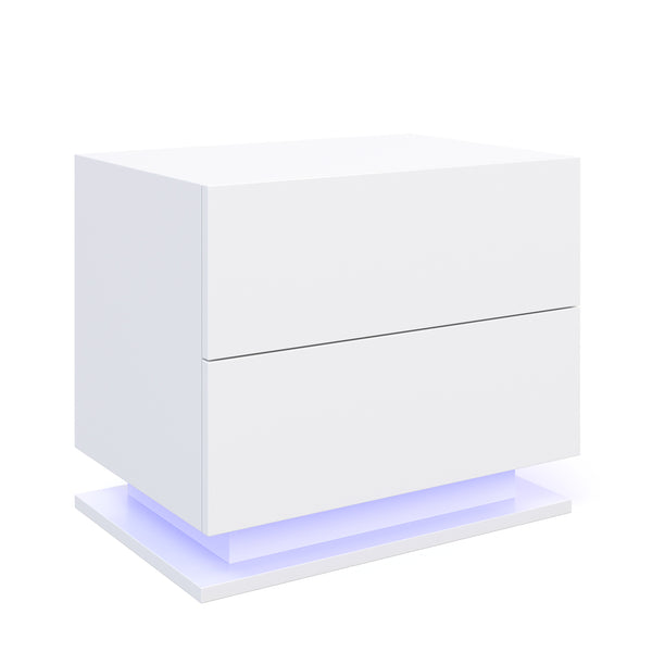 Nachttisch LED MINO mit 2 Schubladen weiss