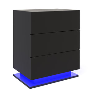 Nachttisch LED MINO mit 3 Schubladen schwarz