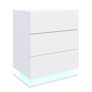 Nachttisch LED MINO mit 3 Schubladen weiss