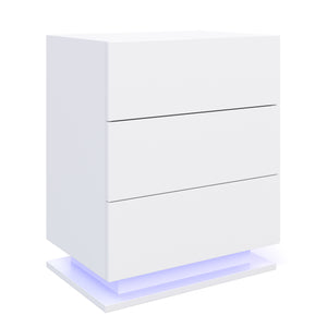 Nachttisch LED MINO mit 3 Schubladen weiss