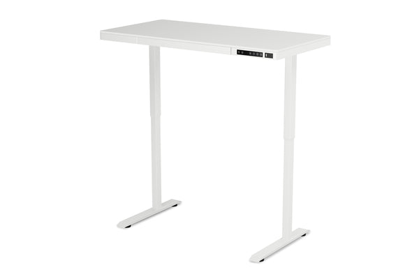 Stehpult elektrisch mit Schublade 120 x 60 cm weiss