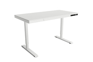 Stehpult elektrisch mit Schublade 120 x 60 cm weiss