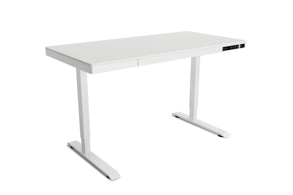 Stehpult elektrisch mit Schublade 120 x 60 cm weiss