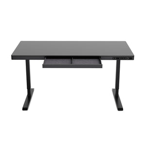 Bureau assis-debout électrique avec tiroir, 140 x 70 cm, noir