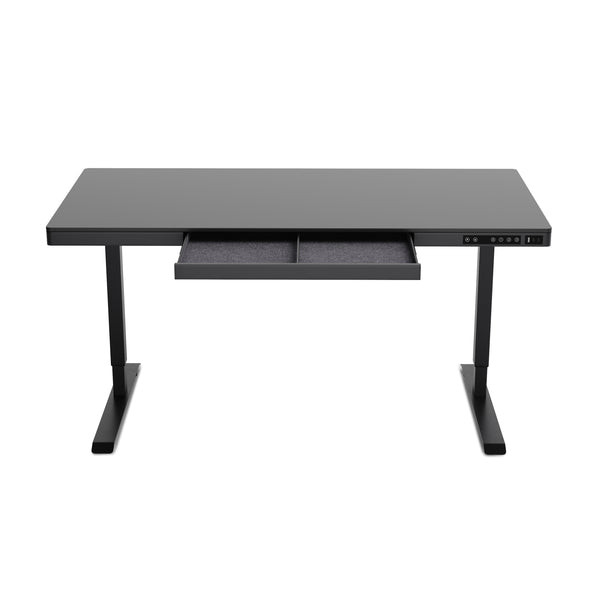 Bureau assis-debout électrique avec tiroir, 140 x 70 cm, noir