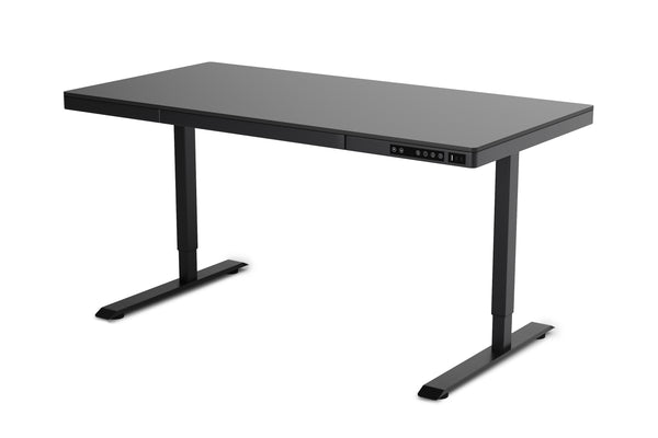 Bureau assis-debout électrique avec tiroir, 140 x 70 cm, noir