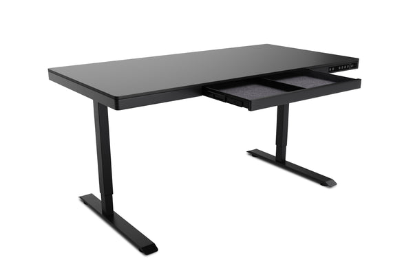 Bureau assis-debout électrique avec tiroir, 140 x 70 cm, noir