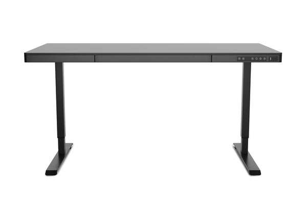 Bureau assis-debout électrique avec tiroir, 140 x 70 cm, noir
