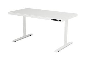 Bureau assis-debout électrique avec tiroir, 140 x 70 cm, blanc