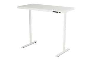Bureau assis-debout électrique avec tiroir, 140 x 70 cm, blanc