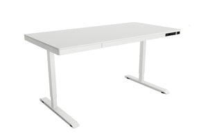 Bureau assis-debout électrique avec tiroir, 140 x 70 cm, blanc