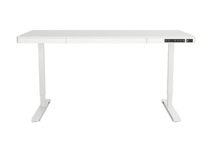Bureau assis-debout électrique avec tiroir, 140 x 70 cm, blanc