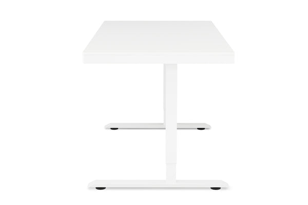 Bureau assis-debout électrique avec tiroir, 140 x 70 cm, blanc