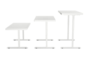 Bureau assis-debout électrique avec tiroir, 140 x 70 cm, blanc