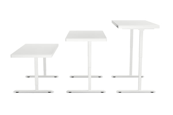 Bureau assis-debout électrique avec tiroir, 140 x 70 cm, blanc