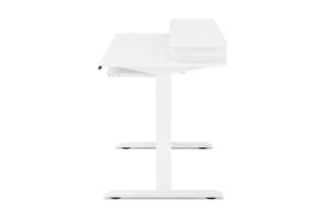 Stehpult elektrisch mit Ablage + Tastaturfach 120 x 60 cm weiss
