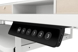 Stehpult elektrisch mit Ablage + Tastaturfach 120 x 60 cm weiss