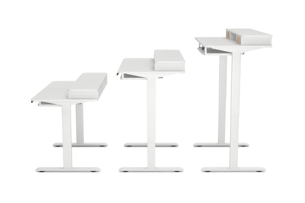 Stehpult elektrisch mit Ablage + Tastaturfach 120 x 60 cm weiss