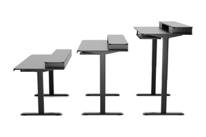 Scrivania elettrica in piedi con ripiano e vano porta tastiera, 140 x 70 cm, nera