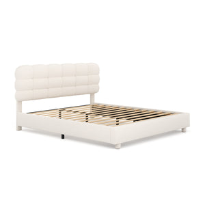 Polsterbett Bouclé KIRSTEN 160 x 200 cm creme