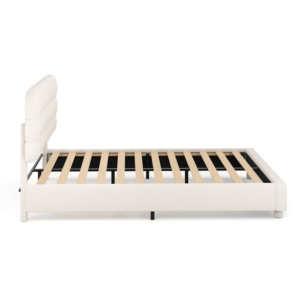 Polsterbett Bouclé KIRSTEN 160 x 200 cm creme
