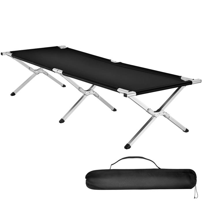 Feldbett aus Aluminium, schwarz