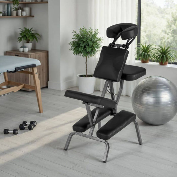Massagestuhl aus Kunstleder schwarz
