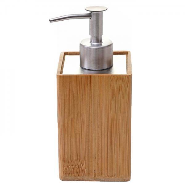 4-teiliges Badset HWC-B85, Badezimmerset Badaccessoires Seifenspender Zahnbürstenhalter, Bambus