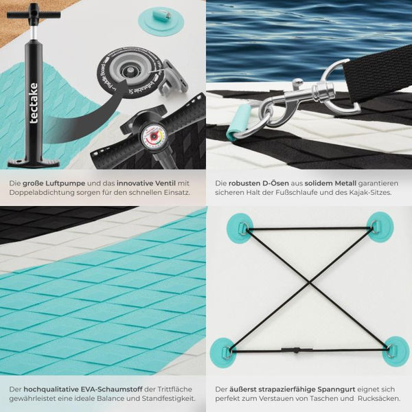 Stand-Up Paddle Board 2in1 Zenon weiss/türkis 288 cm mit Kamerahalterung