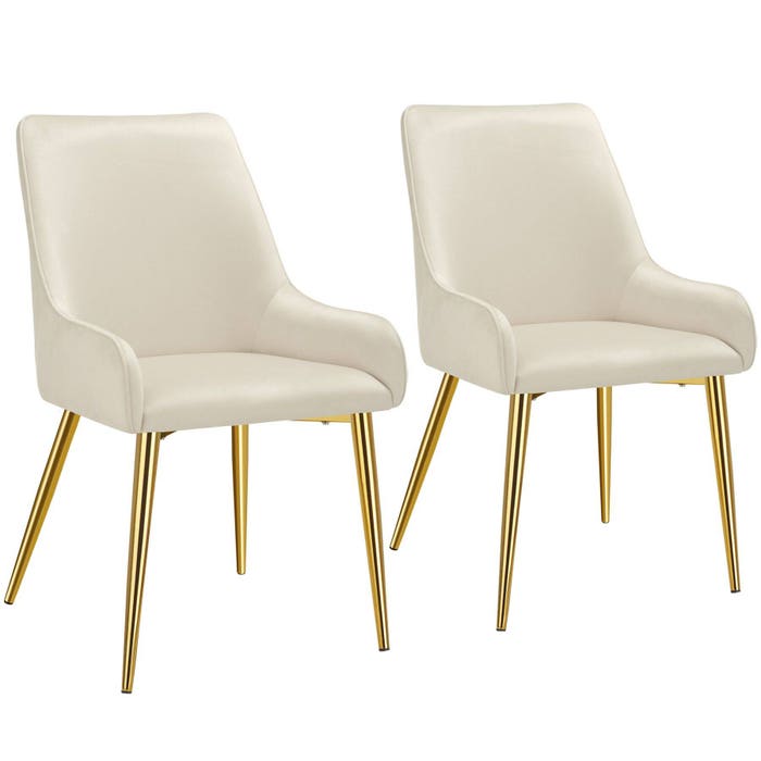 Fauteuil rembourré Avane, aspect velours, capacité de charge 120 kg, beige, lot de 2