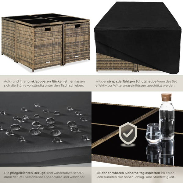 Rattan Sitzgruppe Bilbao 4+4+1 natur