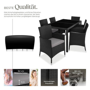 Rattan Sitzgruppe Porto schwarz/grau