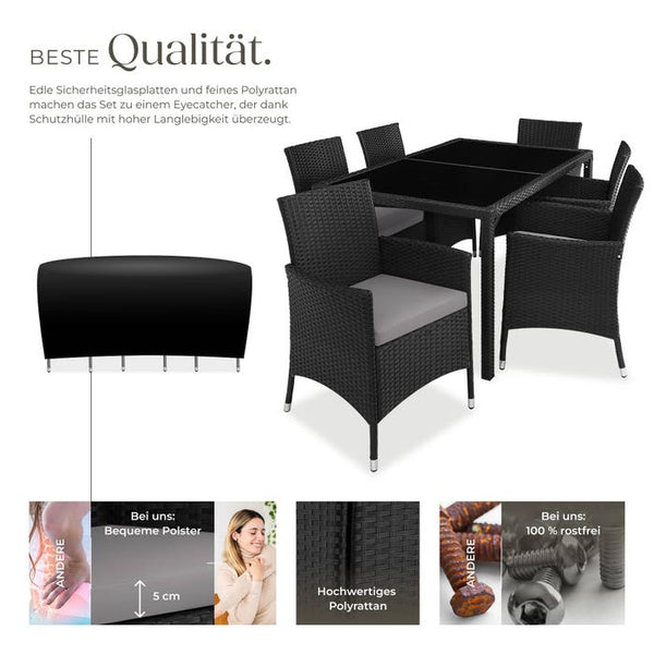 Rattan Sitzgruppe Porto schwarz/grau