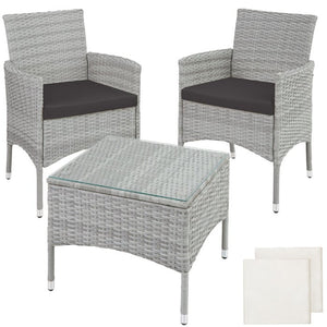 Rattan Gartenset Luzern 2+1 - hellgrau