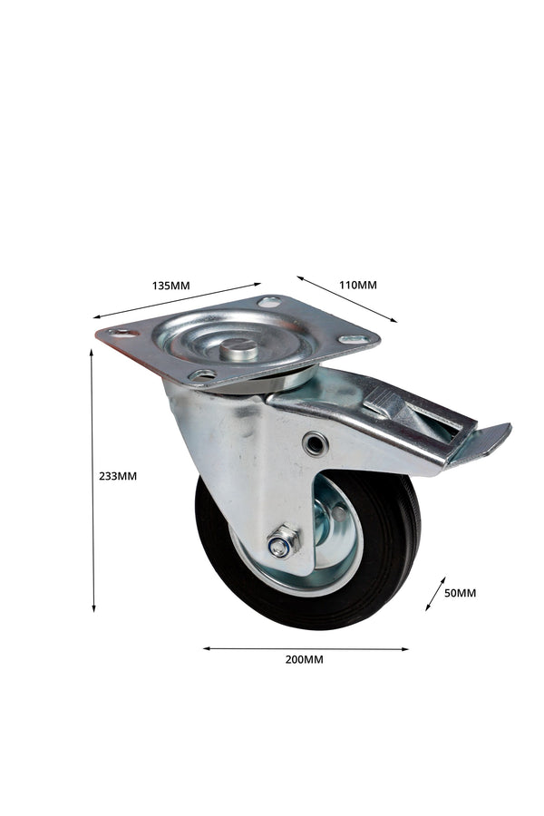 Schwerlastrollen Vollgummi 4er Set 200 mm