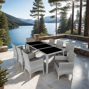 Aluminium Rattan Sitzgruppe Menorca hellgrau