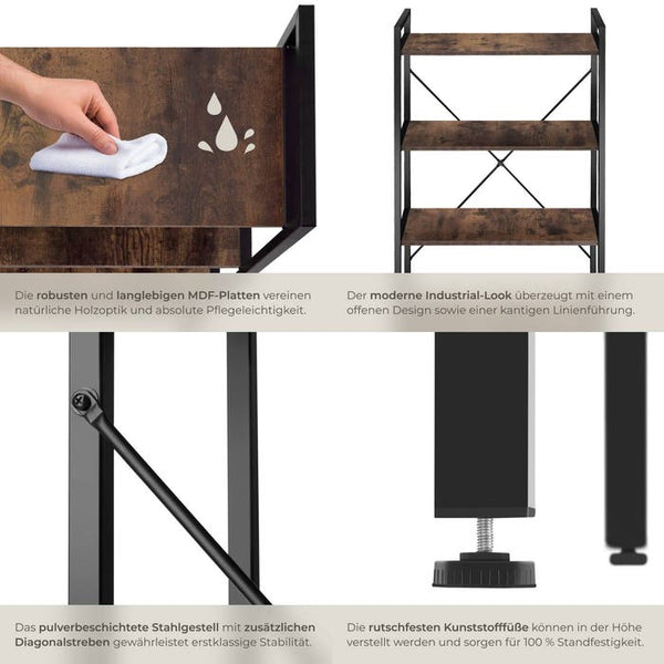 Regal Leeds Industrial Holz dunkel, rustikal