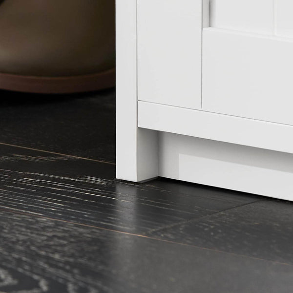 Schuhbank mit Sitzfläche | Sitzbank | Dielenbank | Schuhregal | Weiss