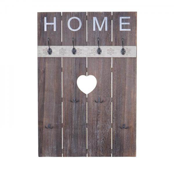 Wandgarderobe Garderobenpaneel Shabby-Look Vintage, 8 Haken 91x60cm ~ braun, shabby