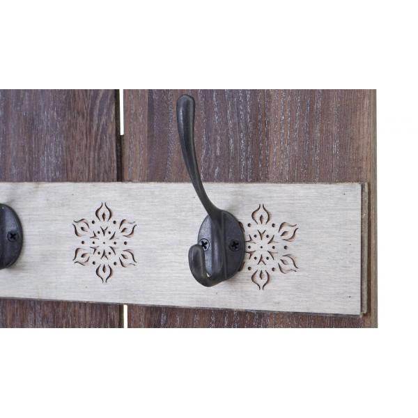 Wandgarderobe Garderobenpaneel Shabby-Look Vintage, 8 Haken 91x60cm ~ braun, shabby