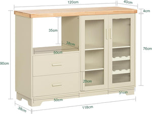 Sideboard mit 2 Glastüren | Küchenschrank | Kommode | Flurschrank | Beige | FSB81-MI