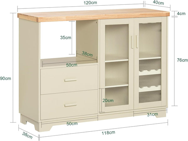 Sideboard mit 2 Glastüren | Küchenschrank | Kommode | Flurschrank | Beige | FSB81-MI