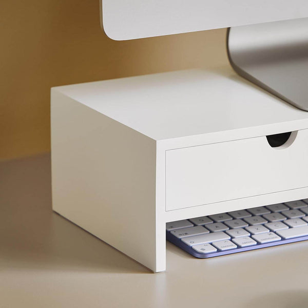 Monitorerhöhung Monitorständer mit Schubladen Weiss BBF02-W