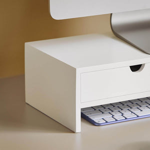 Monitorerhöhung Monitorständer mit Schubladen Weiss BBF02-W